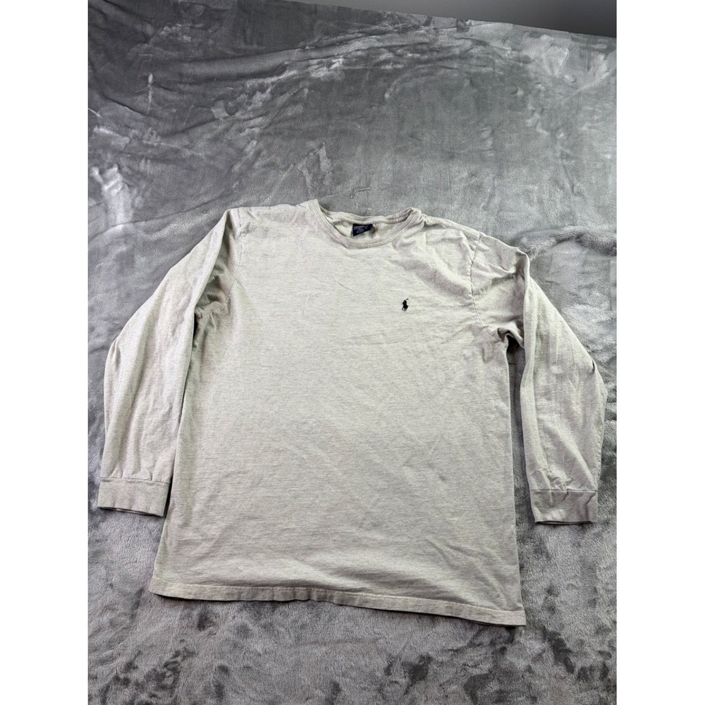 Polo Ralph Lauren T-Shirt Mens XL Gray Crew Neck Long Sleeve Embroidered